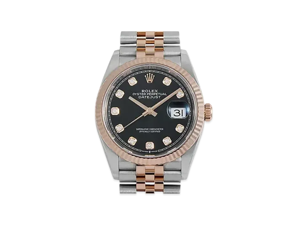 ロレックス デイトジャスト 36 黒文字盤 10Pダイヤモンド 126231G