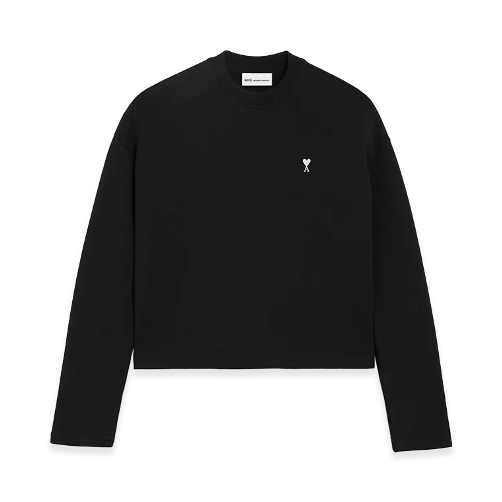 AMI PARIS Cotton Ami De Coeur Cropped Sweatshirt "Black"