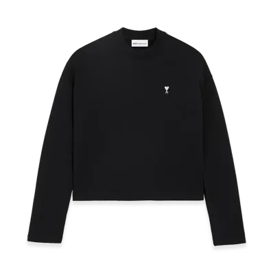 AMI PARIS Cotton Ami De Coeur Cropped Sweatshirt "Black"