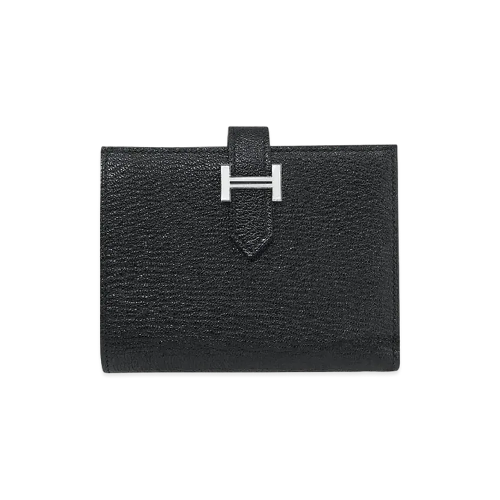 Hermes Bearn Compact Chevre Mysore "Noir/Silver"