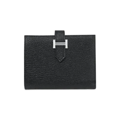 Hermes Bearn Compact Chevre Mysore "Noir/Silver"