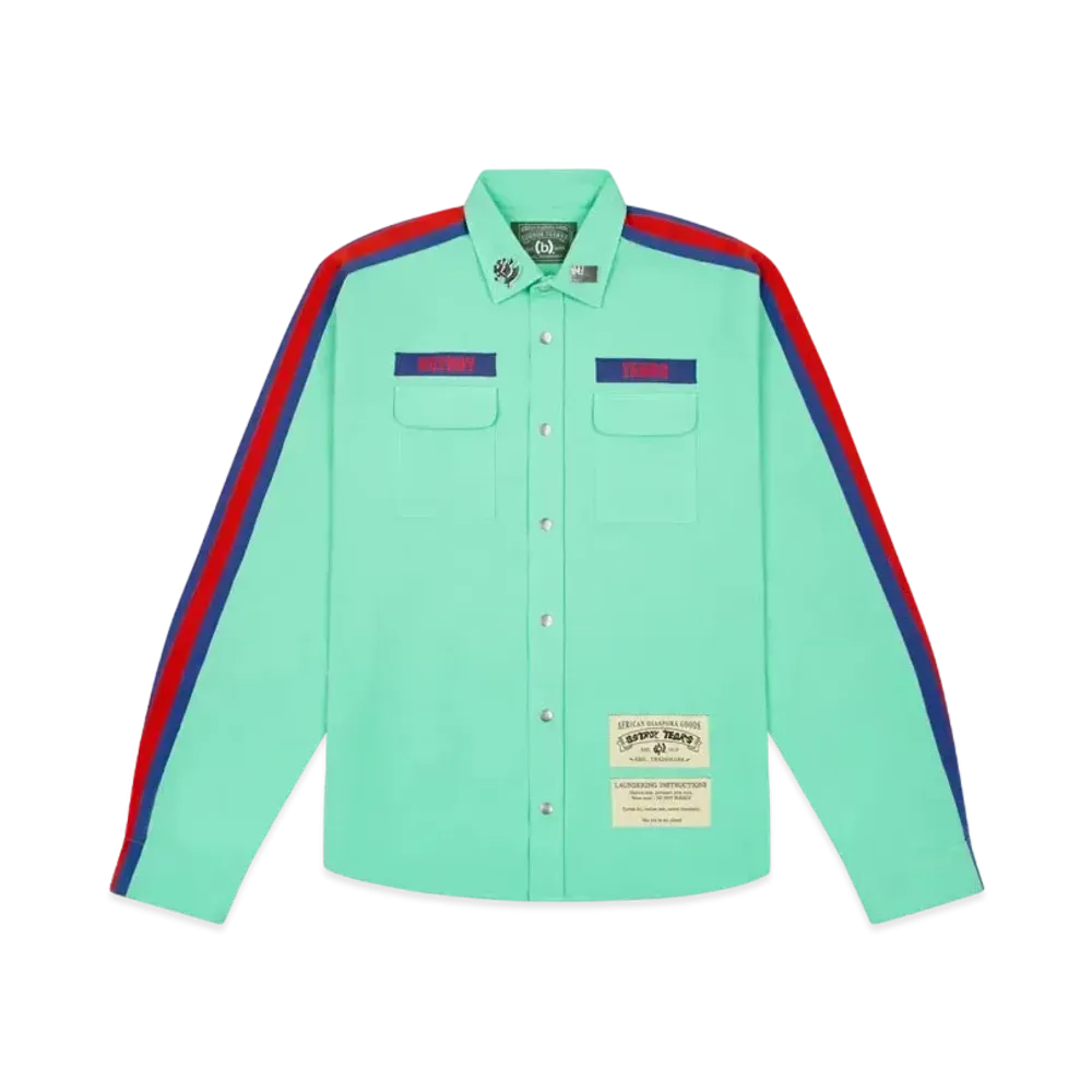 DENIM TEARS x Bstroy Tears Side Stripe Button Up Shirt "Mint"