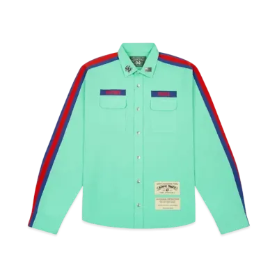 DENIM TEARS x Bstroy Tears Side Stripe Button Up Shirt "Mint"