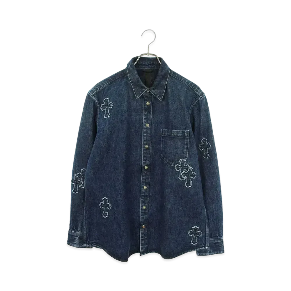 Chrome Hearts Looseends Cross Patch Decoration Denim L/S Shirt "Indigo"