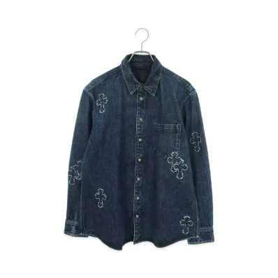 Chrome Hearts Looseends Cross Patch Decoration Denim L/S Shirt "Indigo"