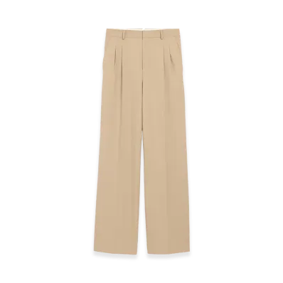AMI PARIS New Wool Low Waist Wide Trousers "Beige"
