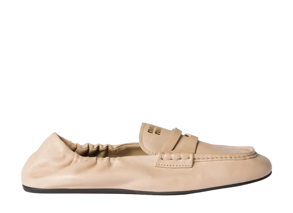 MIU MIU Women's Ruches Nappa Leather Loafers "Cord"