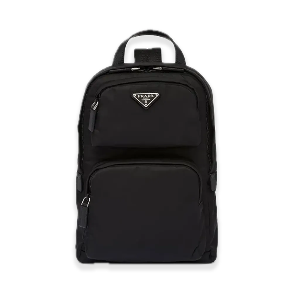 PRADA Re-Nylon x Saffiano Leather One-Shoulder Backpack "Black"