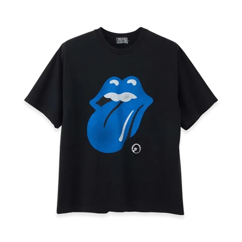 HYSTERIC GLAMOUR x The Rolling Stones Circle Head Blue Tongue T-Shirt "Black"