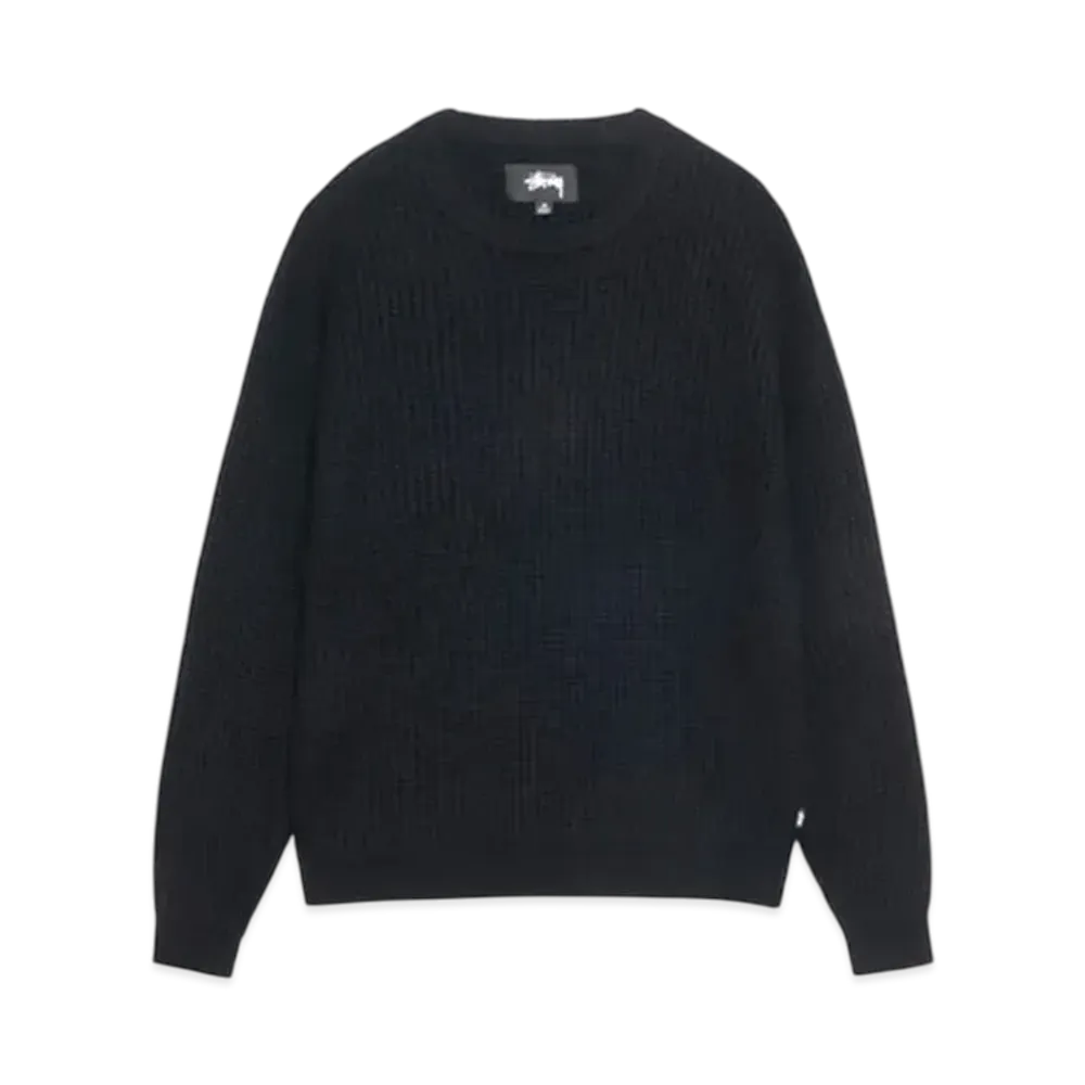 Stussy Waffle Knit Cashmere Crew "Black"