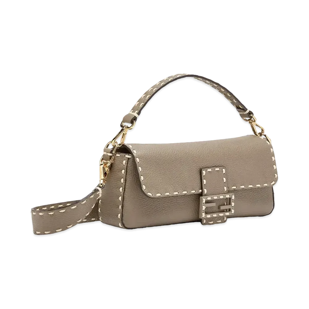 FENDI Baguette Full Grain Leather Bag "Gray"