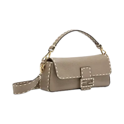 FENDI Baguette Full Grain Leather Bag "Gray"