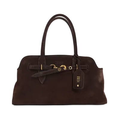 MIU MIU Women's Suede Aventure Shoulder Bag "Brown"