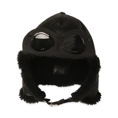 C.P. Company x One Block Down Shearling Goggle Hat "Black"