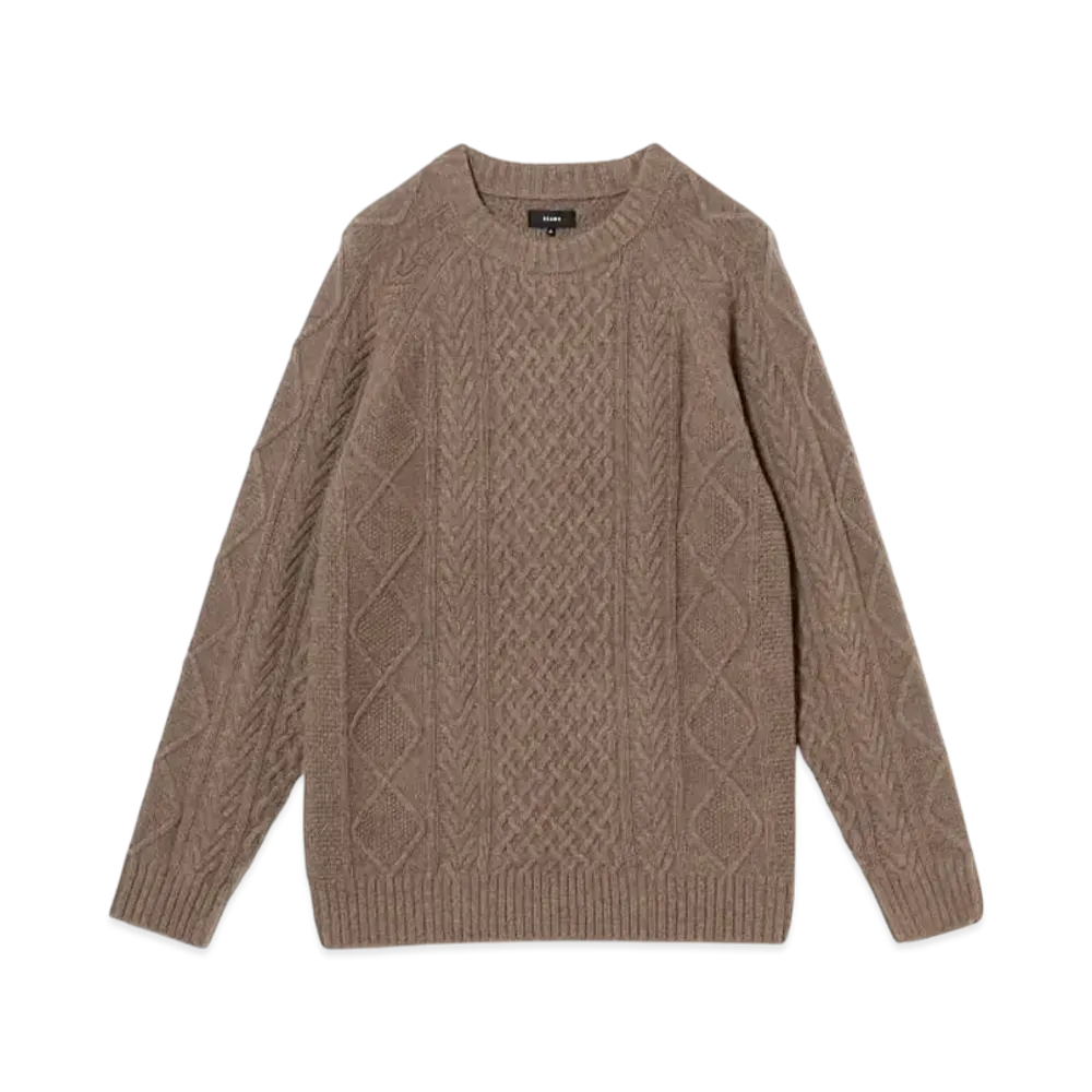 BEAMS 5 Gauge Lambswool Cable Knit "Beige"