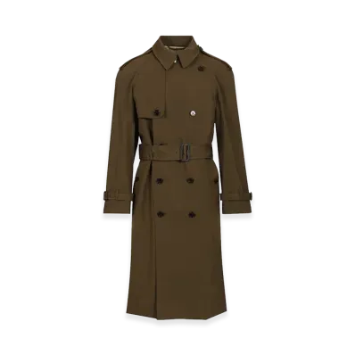 Burberry Long And Light Cotton Trench Coat "Green"