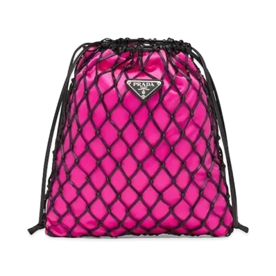 PRADA Fabric Mesh Clutch "Black/Pink"