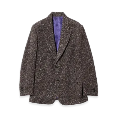 NEEDLES Peaked Lapel Jacket - Lame Tweed Plaid "Dark Brown"