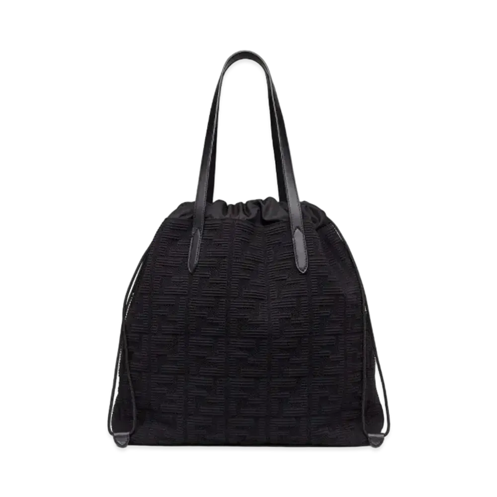 FENDI Drawsting Tote Bag Large Fabric Bag "Black"