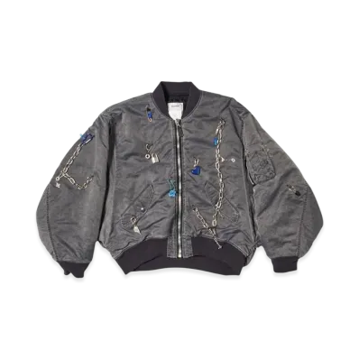 doublet Key Chain Decorated Bomber Jacket "Grey"