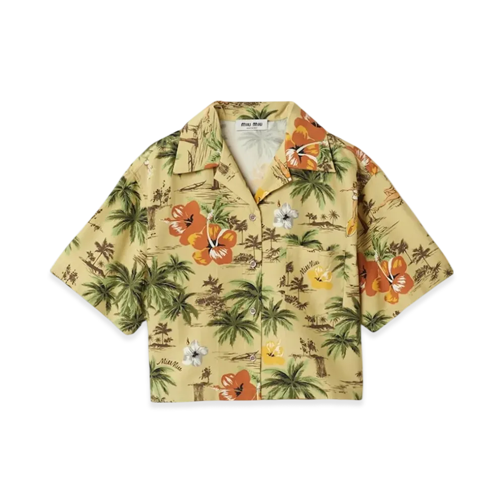 MIU MIU Women's Printed Silk Shirt "Pistachio Green"