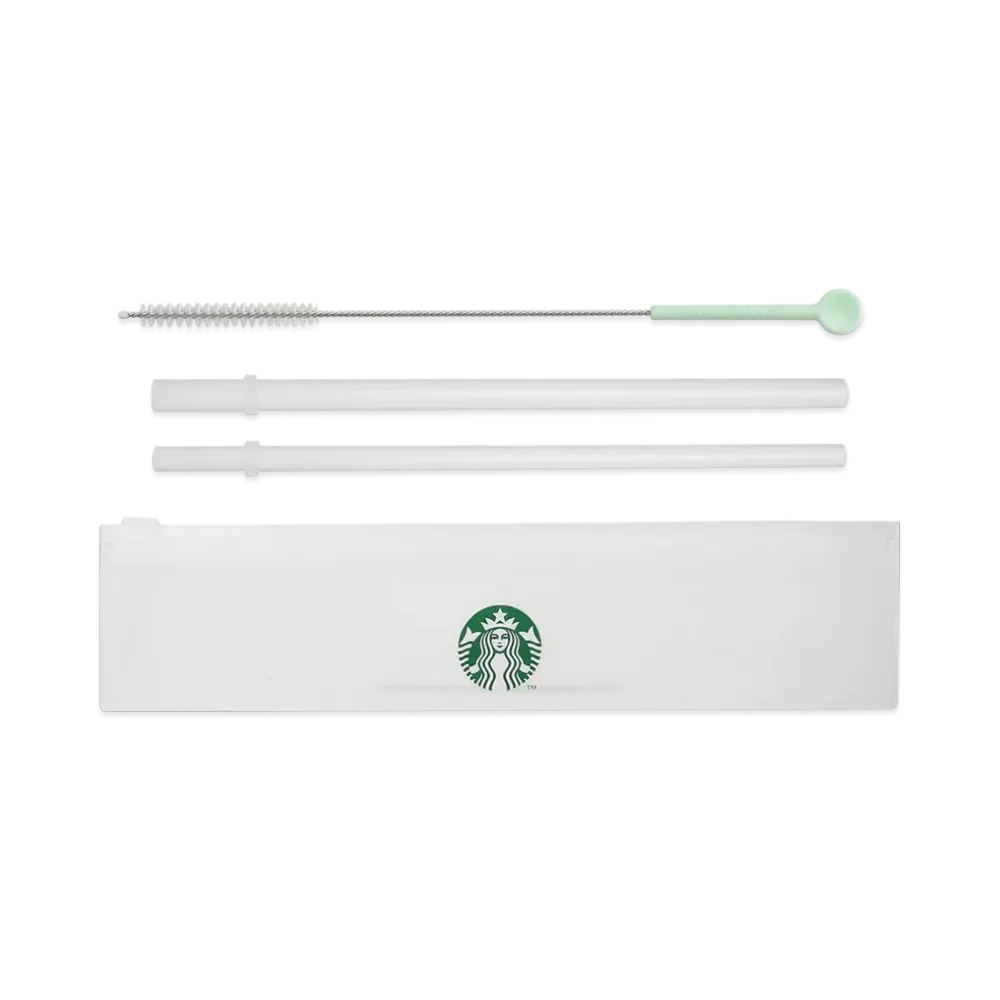 STARBUCKS Reusable Straw Set With Case & Brush "White"