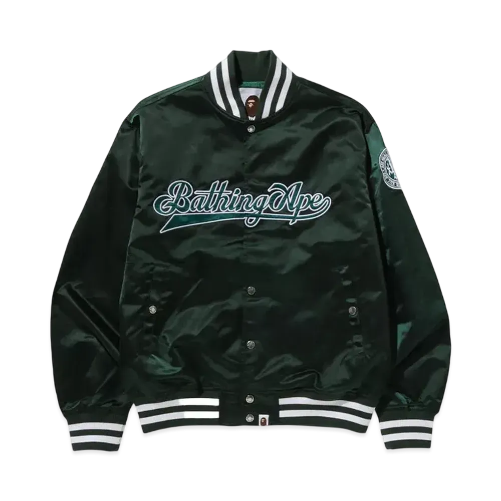 A BATHING APE Baseball Varsity Jacket "Green"
