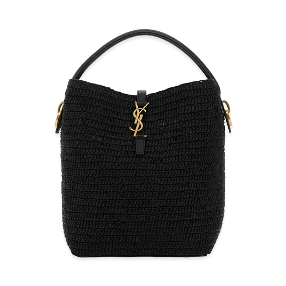 Saint Laurent Women's Raffia Le 37 Bucket Bag "Black"