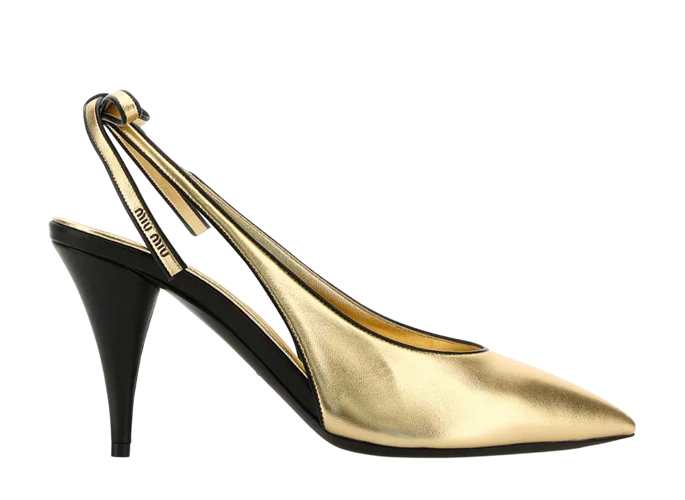 MIU MIU Women's Gold Leather Pumps "Black"
