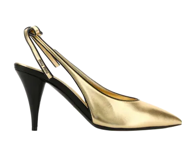 MIU MIU Women's Gold Leather Pumps "Black"