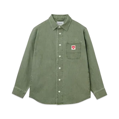 Carhartt WIP L/S Nash Shirt "Army Green(Enzyme Bleach Washed)"