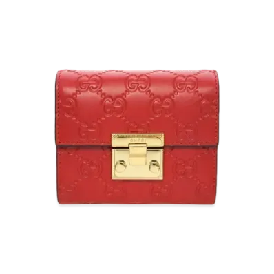 GUCCI Guccissima Padlock Mini Wallet "Red"