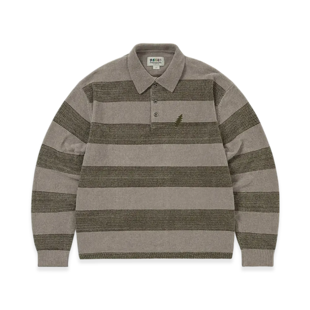 thisisneverthat x Grateful Dead Lightning Velvet Knit Polo "Khaki"