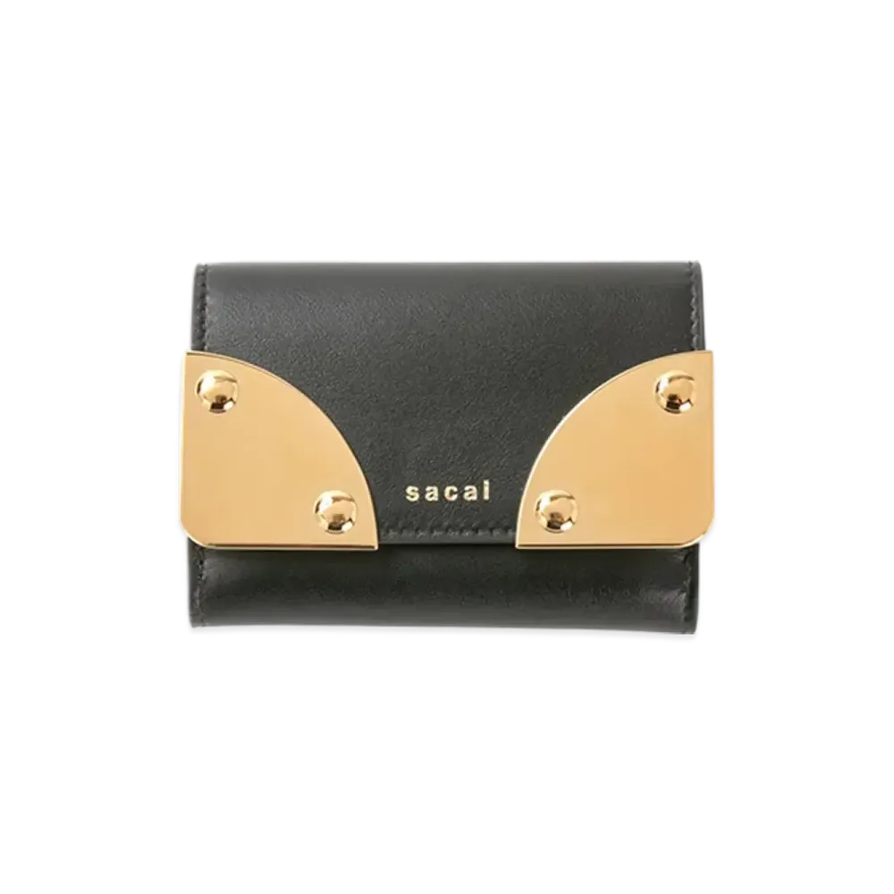 sacai Corner Metal Trifold Wallet "Black"