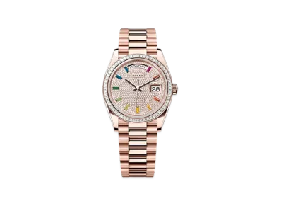 ROLEX Day-Date 36mm Everose Gold Diamond 128395TBR "Pave diamonds"