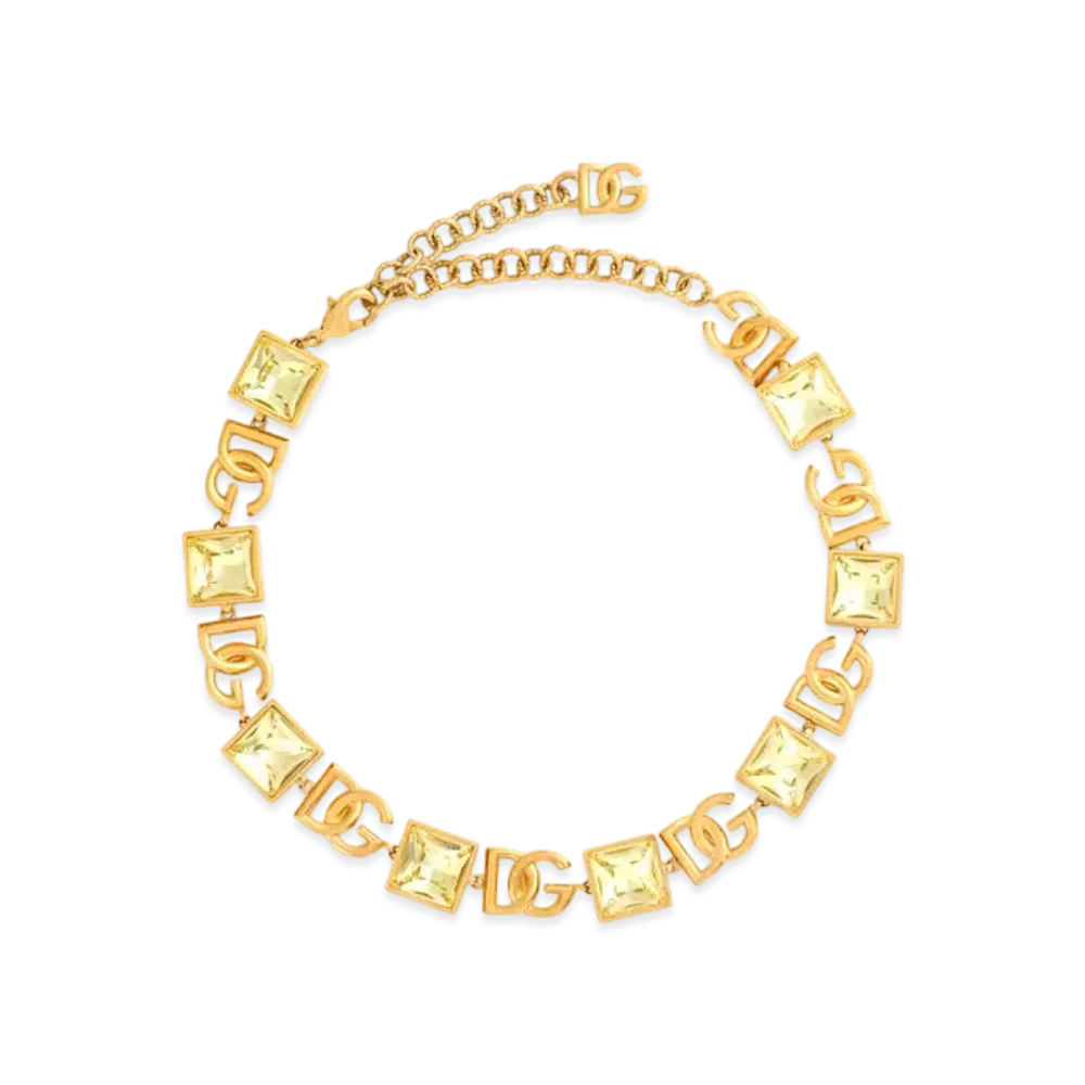DOLCE&GABBANA Necklace With DG Logo and Rhinestones "Gold"