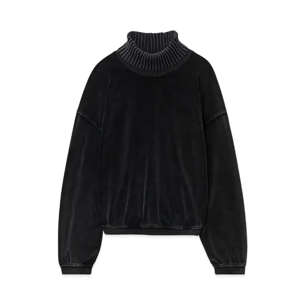 Alexander Wang Velour Rib Trim Turtleneck "Washed Pepper"