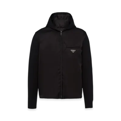 PRADA Wool and Re-Nylon Gabardine Jacket "Black"