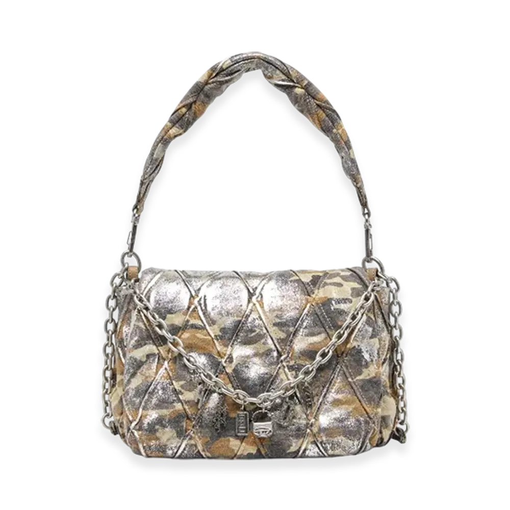 Diesel Charm-D Shoulder M Charm-D M-Shoulder Bag In Metallic Camo Canvas "Multicolor Brown"