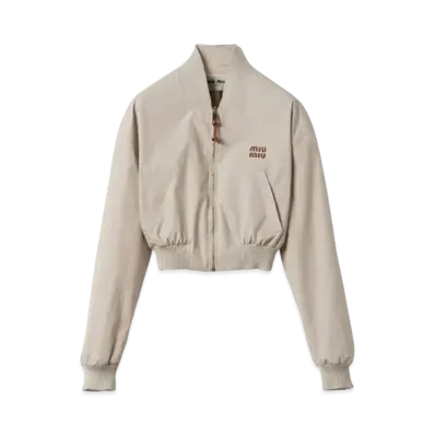 MIUMIU Panama Cotton Blouson Jacket "Ivory"