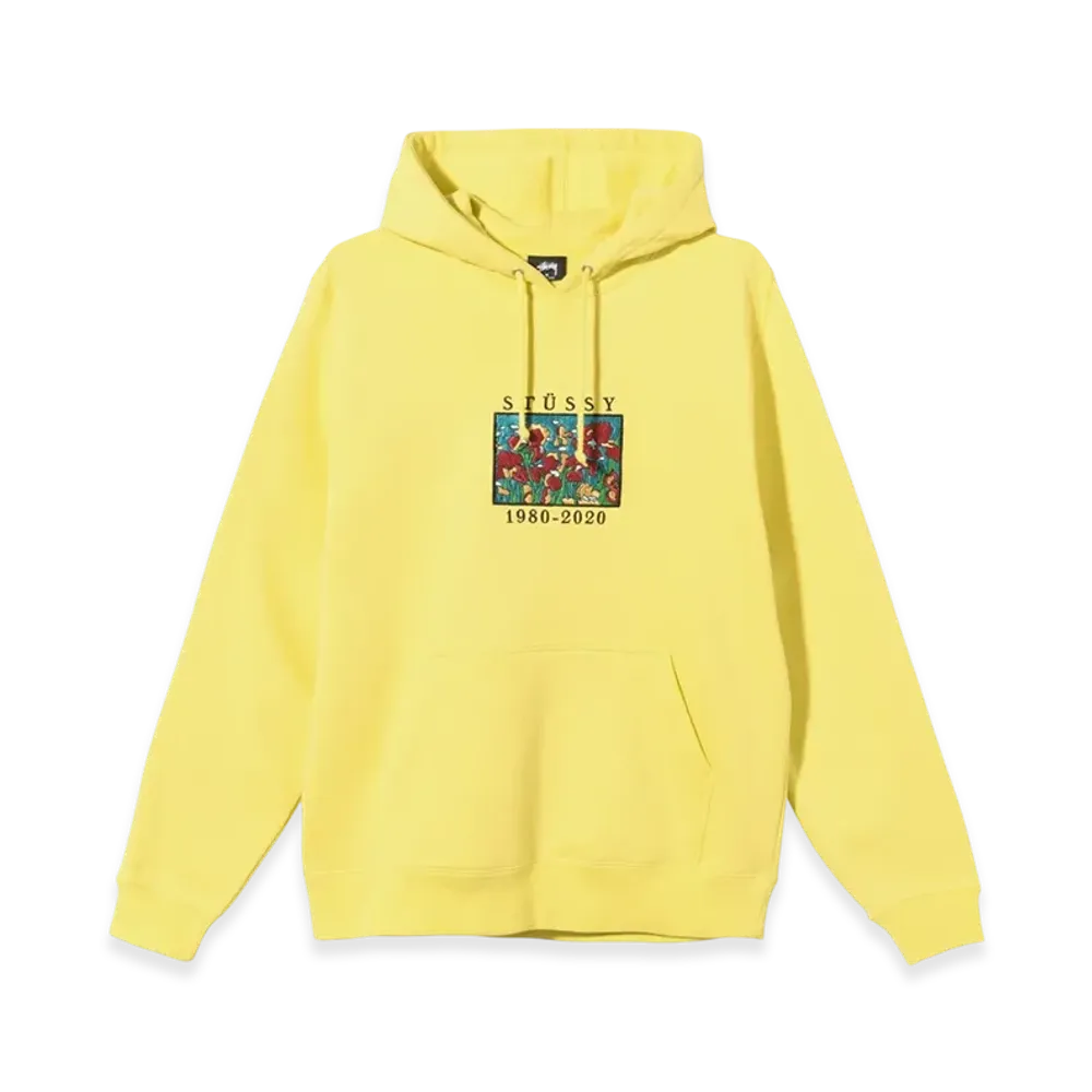 Stussy Irises Embroidered Hoodie "Lemon"