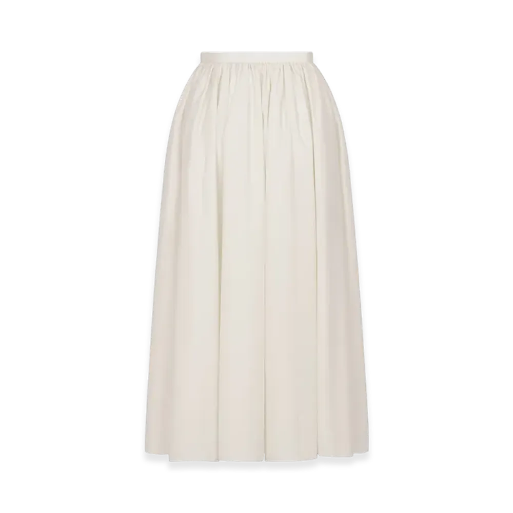 Dior Women's Flared Mid-Length Skirt Silk Poplin "Ecru"