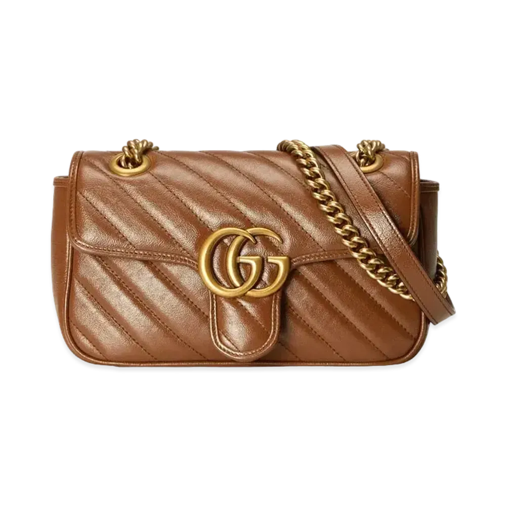 GUCCI GG Marmont Mini Matelasse Shoulder Bag "Brown"