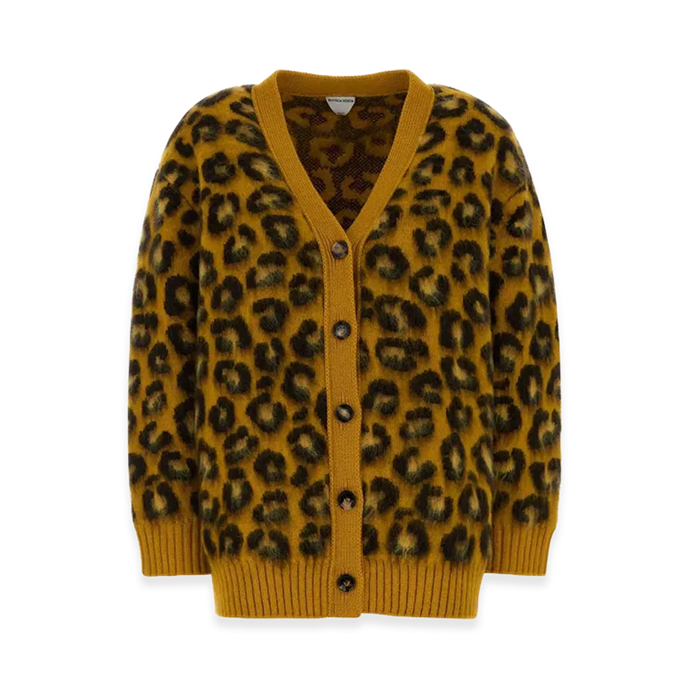 Bottega Veneta Women's Embroidered Wool Blend Oversize Cardigan "Multicolor"