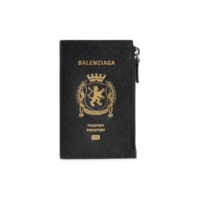 BALENCIAGA Passport Long Coin & Card Holder "Black"