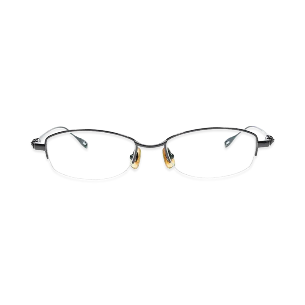 Chrome Hearts 51 17-137 CH Cross Temple Metal Half Rim "Black/Silver"