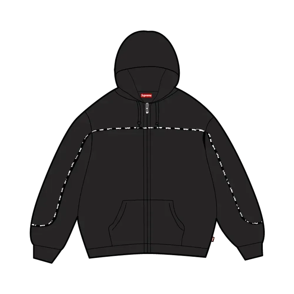 Supreme Piping Zip Up Hooded Sweatshirt "Black"