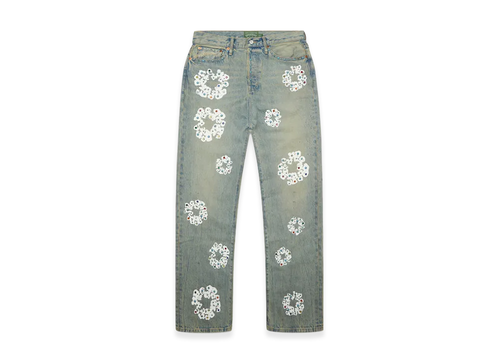 DENIM TEARS Baggy Studded Cotton Wreath Denim Pant "Dirty Wash"