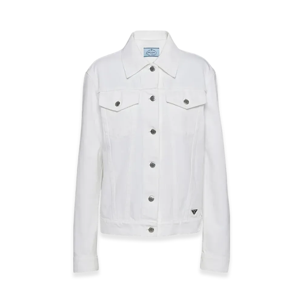 PRADA Women's Bull Denim Blouson Jacket "White"