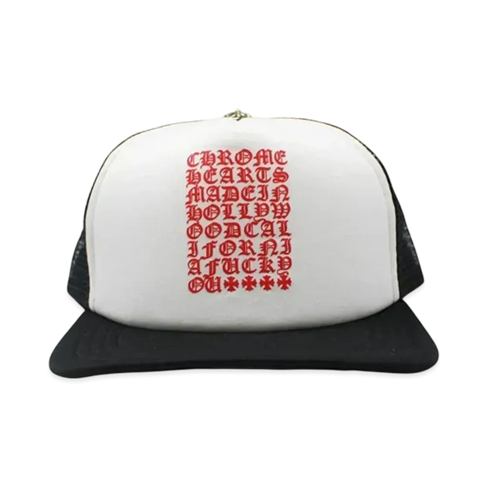 Chrome Hearts Trucker Cap King Taco CH Scroll "White/Red"